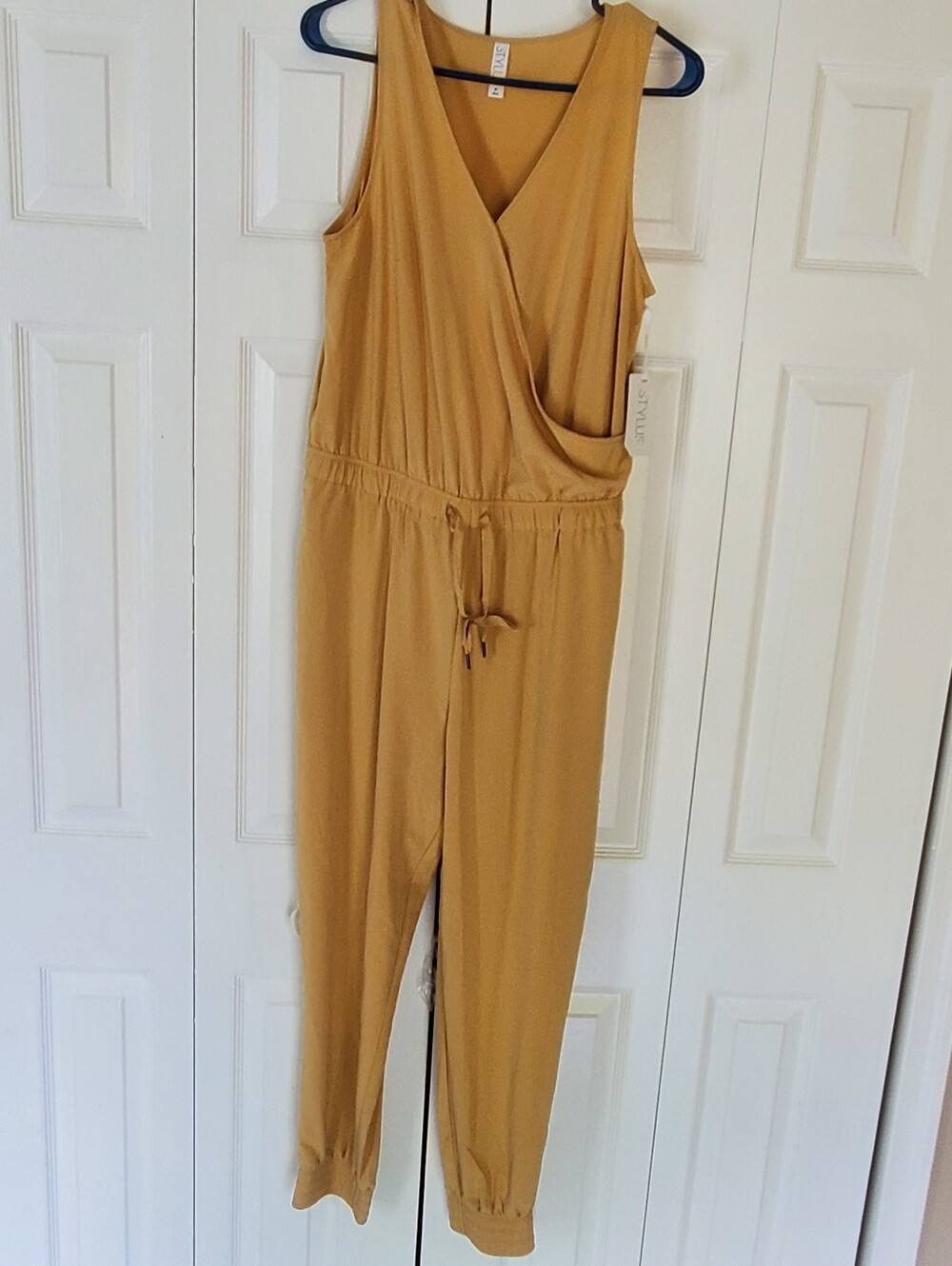 Casual Mustard Jumpsuit with Drawstring Waist